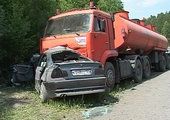В Красноярском крае BMW столкнулся с бензовозом