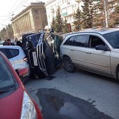 На проспекте Мира перевернулась «Тойота»