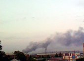 На правом берегу в Красноярске сильный пожар.