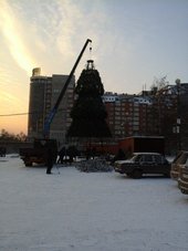 В Красноярске начался монтаж главной ёлки города