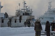 В коркинском затоне на теплоходе произошел пожар